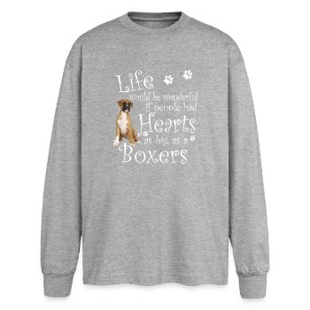 Boxer Dog Heart As Big As A Boxers - T-shirt manches longues oversize - gris chiné - Devant - AI Model Female 180 light (180cm)