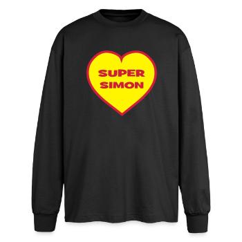 Super Simon - Oversized Long Sleeve T-Shirt - black - Front - AI Model Male 185 light (185cm)