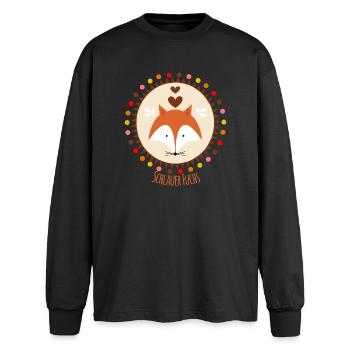 Smart Fox - Oversized Long Sleeve T-Shirt - black - Front - AI Model Male 185 light (185cm)