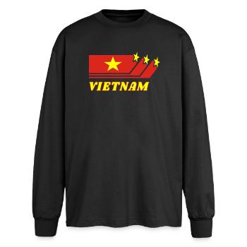 Vietnam Südostasien Asien Flagge Geschenk - Oversized Langarmshirt  - Schwarz - Vorne - AI Model Male 185 light (185cm)