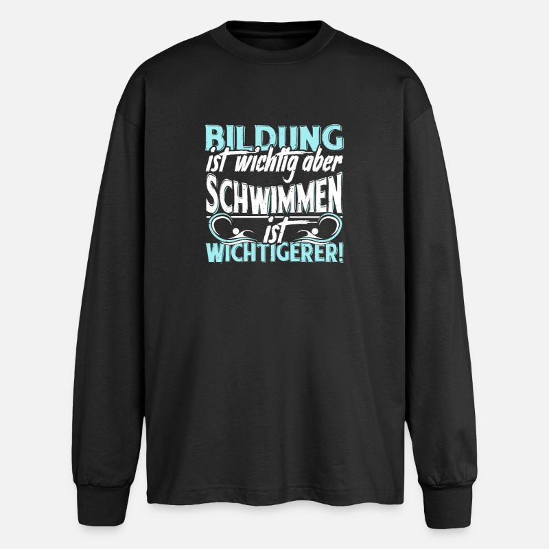 Schwimmen - Oversized Langarmshirt  - Schwarz