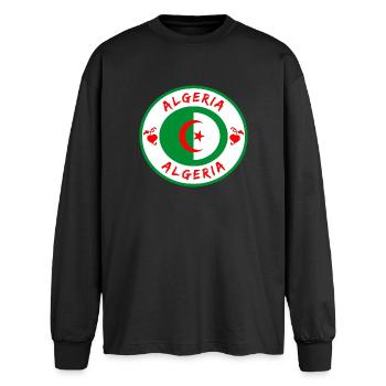 Algeria Circle with National Flag Gift Algiers - Oversized Long Sleeve T-Shirt - black - Front - AI Model Male 185 light (185cm)