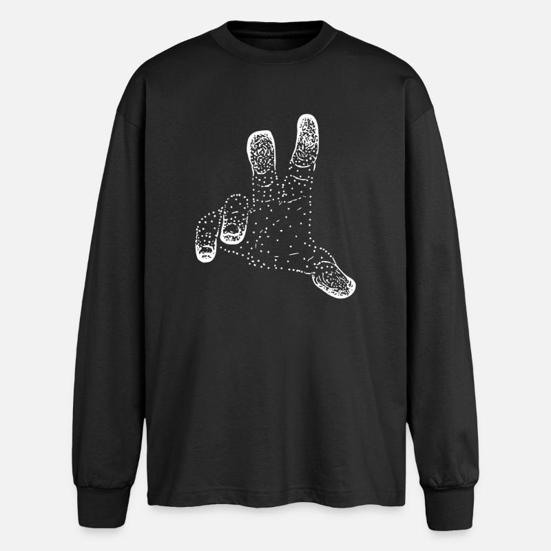 Hand - Oversized Langarmshirt - Schwarz