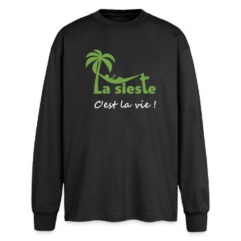 La sieste - T-shirt manches longues oversize - noir - Devant - AI Model Male 185 light (185cm)