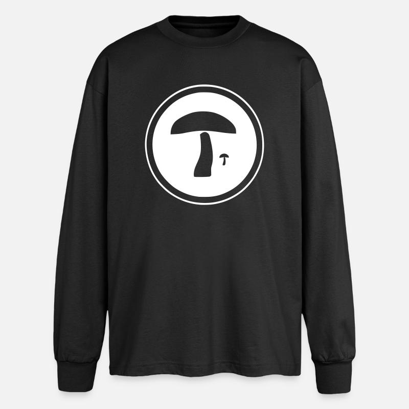 zwei Pilze in Kreis - Oversized Langarmshirt  - Schwarz