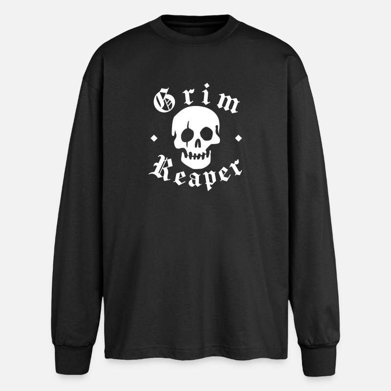 Grim Reaper Skull - Oversized Long Sleeve T-Shirt - black