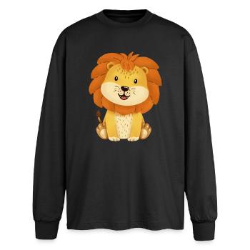 Lion - T-shirt manches longues oversize - noir - Devant - AI Model Male 185 light (185cm)