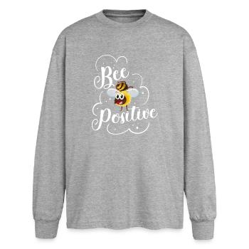 Abeilles positives disant apiculteurs - T-shirt manches longues oversize - gris chiné - Devant - AI Model Female 180 light (180cm)