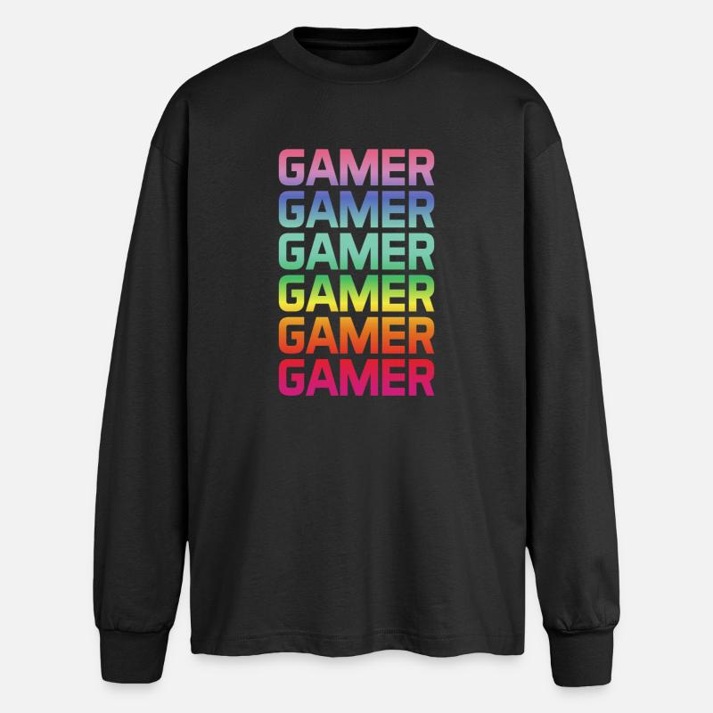 Gamer Rainbow Multiple - Oversized Long Sleeve T-Shirt - black
