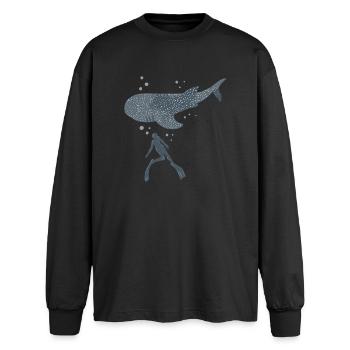 Whale Shark Freediver - Oversized Long Sleeve T-Shirt - black - Front - AI Model Male 185 light (185cm)