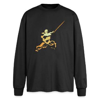 Swordsman Ink Figure - Oversized Long Sleeve T-Shirt - black - Front - AI Model Male 185 light (185cm)