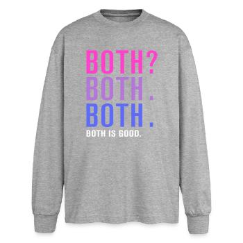 Beides ist guter Stolz - Oversized Langarmshirt  - Grau meliert - Vorne - AI Model Female 180 light (180cm)