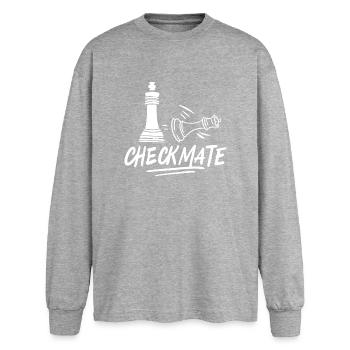 Joueur d'échecs échec et mat - T-shirt manches longues oversize - gris chiné - Devant - AI Model Female 180 light (180cm)