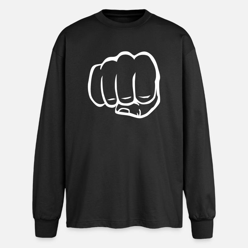 Faust geballte Faust fist bump cool Logo Symbol - Oversized Langarmshirt  - Schwarz