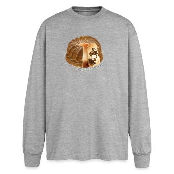 The popular marble cake with powdered sugar - Oversized Long Sleeve T-Shirt - sports grey - Front - AI Model Female 180 light (180cm)