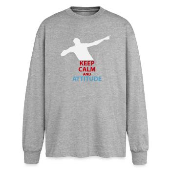 Silhouette calme et attitude - T-shirt manches longues oversize - gris chiné - Devant - AI Model Female 180 light (180cm)
