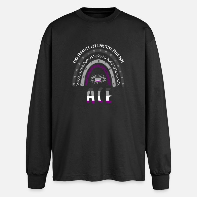 Boho Rainbow Ace Pride - Oversized Long Sleeve T-Shirt - black