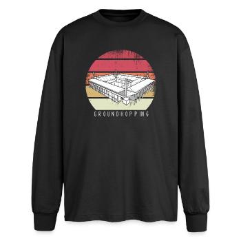 Groundhopping Fußball Stadion Fußballstadion Fan - Oversized Langarmshirt  - Schwarz - Vorne - AI Model Male 185 light (185cm)