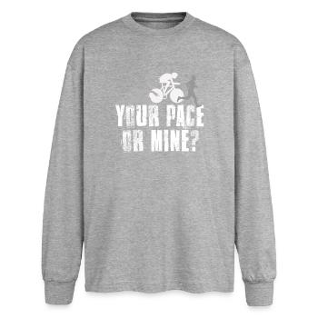 Your Pace Or My Triathlon - Oversized Long Sleeve T-Shirt - sports grey - Front - AI Model Female 180 light (180cm)