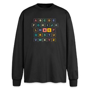 ABC Keys NO - Kindergarten Preschool School - Oversized Long Sleeve T-Shirt - black - Front - AI Model Male 185 light (185cm)