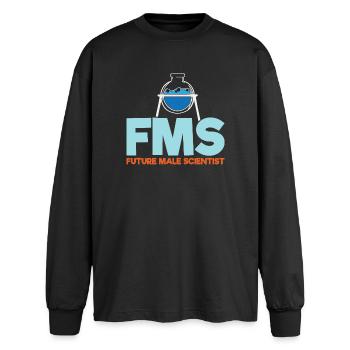 Künftiger männlicher Wissenschaftler - Oversized Langarmshirt  - Schwarz - Vorne - AI Model Male 185 light (185cm)