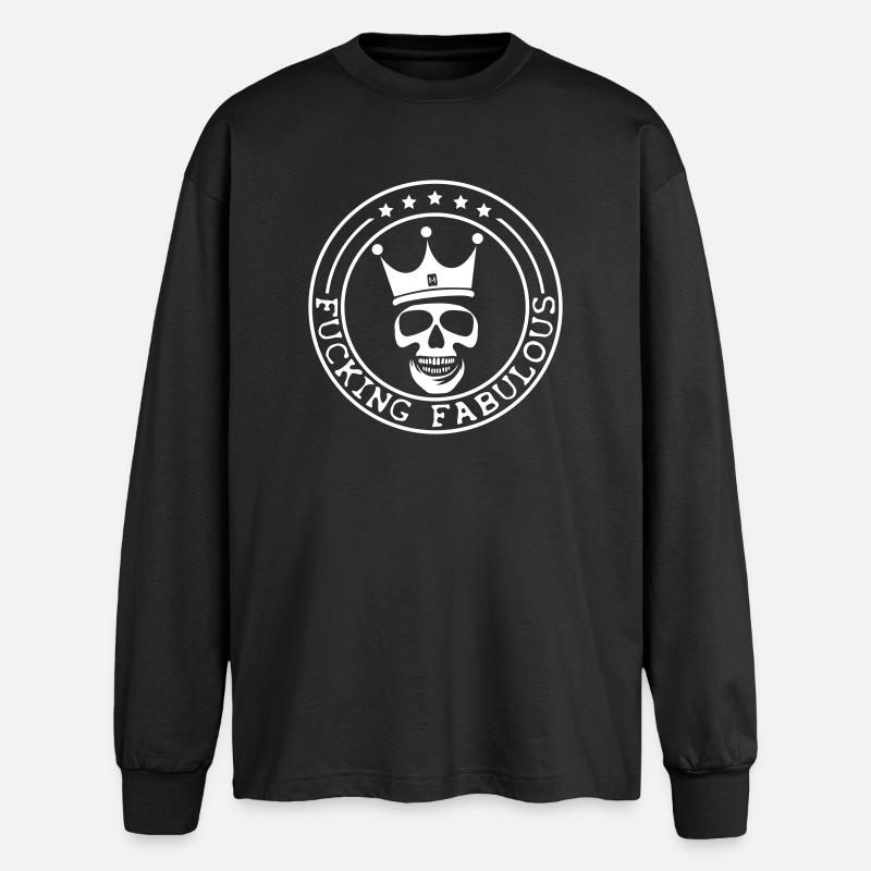 Schädel mit Krone: Königliche Attitüde - Oversized Langarmshirt  - Schwarz