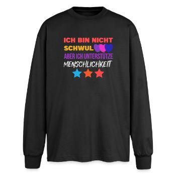 Gleichberechtigung Statement Lgbt Sexualität Herz - Oversized Langarmshirt  - Schwarz - Vorne - AI Model Male 185 light (185cm)