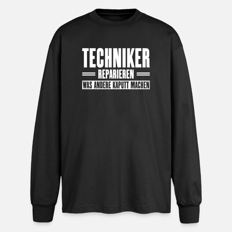 Slogan de soutien technicien de service pour les artisans - T-shirt manches longues oversize - noir