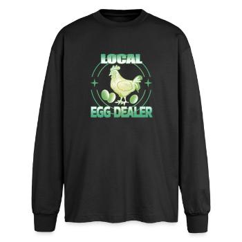 Marchand d’œufs local - T-shirt manches longues oversize - noir - Devant - AI Model Male 185 light (185cm)