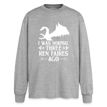 Mittelaltermarkt Drachen Ren Faire Design - Oversized Langarmshirt  - Grau meliert - Vorne - AI Model Female 180 light (180cm)