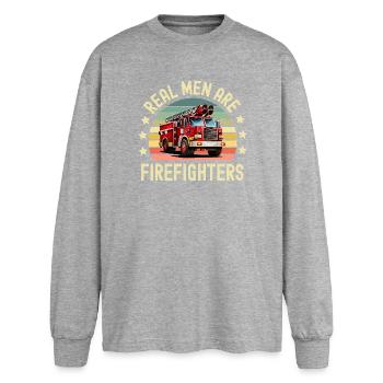 Firefighter Fire Brigade - Oversized Long Sleeve T-Shirt - sports grey - Front - AI Model Female 180 light (180cm)