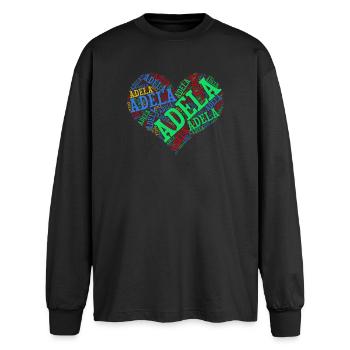 t-shirt Adela heart word cloud t-shirt gift - Oversized Long Sleeve T-Shirt - black - Front - AI Model Male 185 light (185cm)
