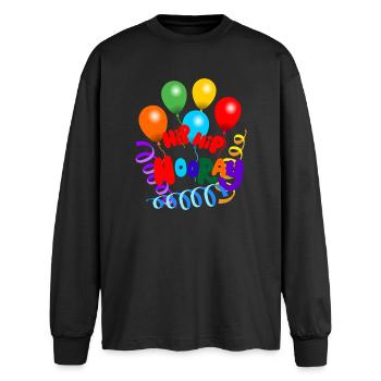 Hip hip hurrah garlands and balloons - Oversized Long Sleeve T-Shirt - black - Front - AI Model Male 185 light (185cm)