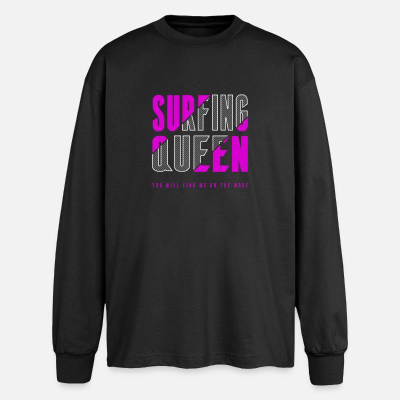 Surfer Queen - Oversized Long Sleeve T-Shirt - black