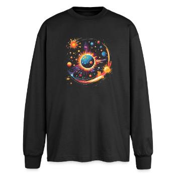 Big Bang - T-shirt manches longues oversize - noir - Devant - AI Model Male 185 light (185cm)