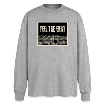 Feel the Beat Club Vibe - Oversized Langarmshirt  - Grau meliert - Vorne - AI Model Female 180 light (180cm)
