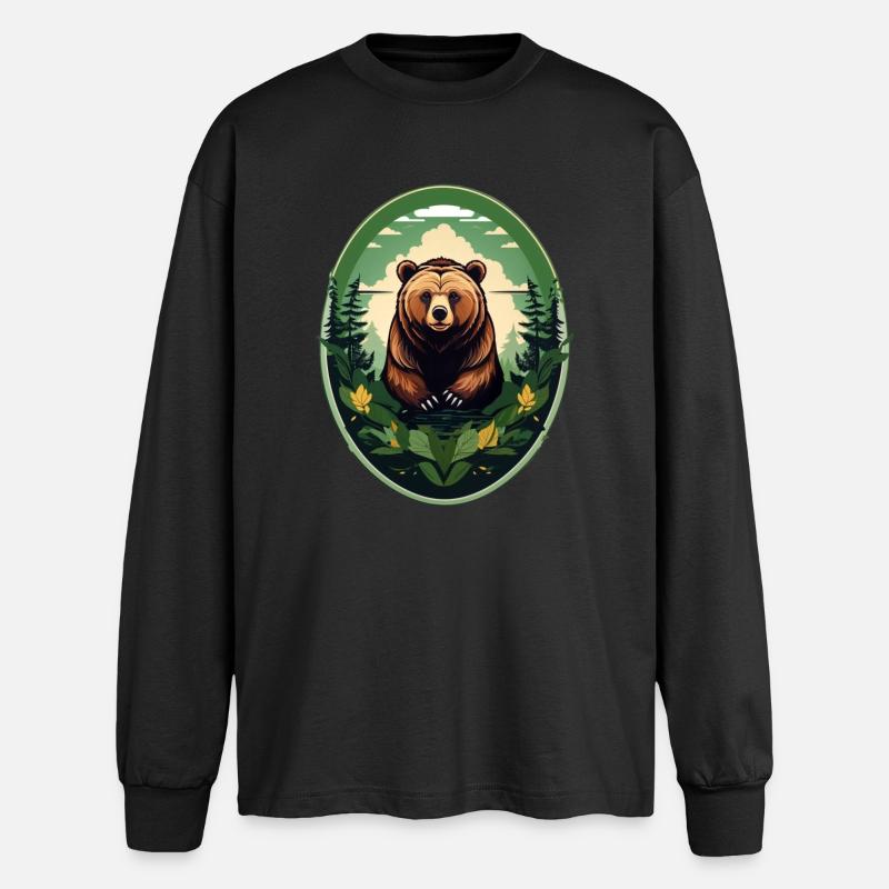 Brown bear - Oversized Long Sleeve T-Shirt - black