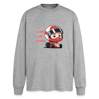 Liam à bord - T-shirt manches longues oversize - gris chiné - Devant - AI Model Female 180 light (180cm)