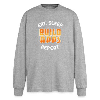 Job App Developer Statement Profession Career Success - Oversized Long Sleeve T-Shirt - sports grey - Front - AI Model Female 180 light (180cm)
