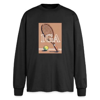 TENNIS WORLD - 1GA AI Generated - Oversized Long Sleeve T-Shirt - black - Front - AI Model Male 185 light (185cm)