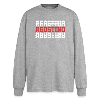 Agostino t-shirt stacked text gift t-shirt - Oversized Long Sleeve T-Shirt - sports grey - Front - AI Model Female 180 light (180cm)
