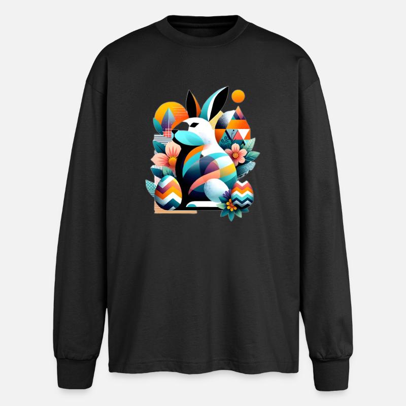 Modern Easter Graphics - Oversized Long Sleeve T-Shirt - black