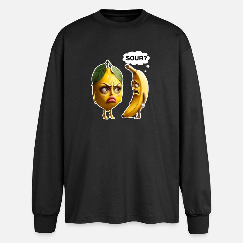 Zitrone vs Banane: Streit im Obstkorb - Oversized Langarmshirt  - Schwarz