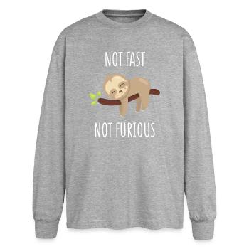 Not Fast, Not Furious - Oversized Long Sleeve T-Shirt - sports grey - Front - AI Model Female 180 light (180cm)