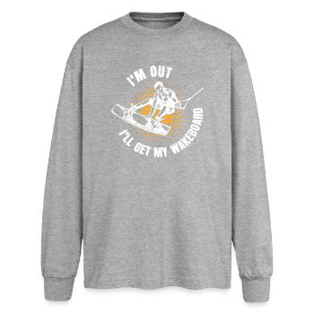 Kitesurfer Statement Wakeboard Surfing Stunt - Oversized Long Sleeve T-Shirt - sports grey - Front - AI Model Female 180 light (180cm)