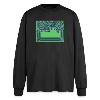 Berlin Skyline - Oversized Long Sleeve T-Shirt - black - Front - AI Model Male 185 light (185cm)