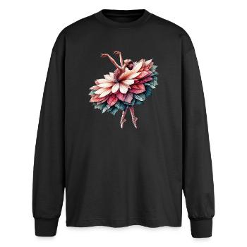 Balletttänzerin mit Tutu - Oversized Langarmshirt  - Schwarz - Vorne - AI Model Male 185 light (185cm)