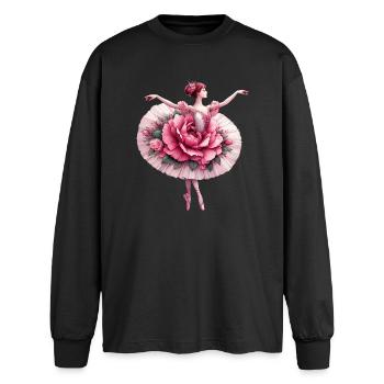 Balletttänzerin mit Tutu - Oversized Langarmshirt  - Schwarz - Vorne - AI Model Male 185 light (185cm)
