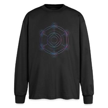 Merkaba - 7 chakras - T-shirt manches longues oversize - noir - Devant - AI Model Male 185 light (185cm)