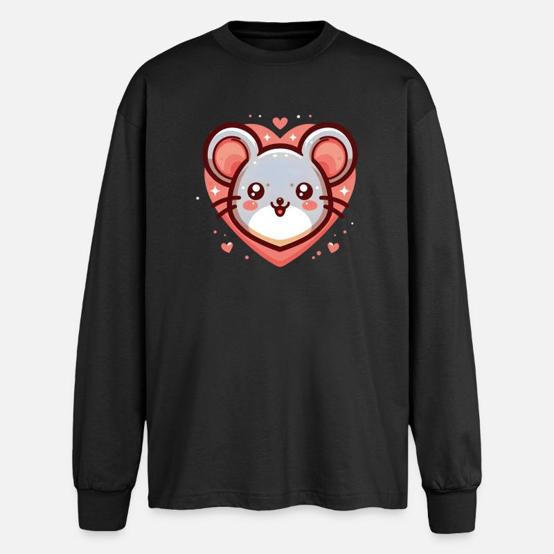 Mäuseherz - Oversized Langarmshirt  - Schwarz